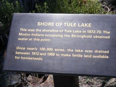 Sign at the Site of Tule Lake Shoreline image. Click for full size.