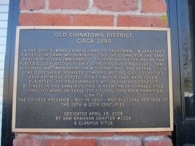 Old Chinatown District--Circa 1890 Marker image. Click for full size.