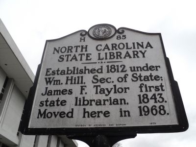 North Carolina State Library Marker image. Click for full size.