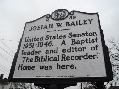 Josiah W. Bailey Marker image. Click for full size.
