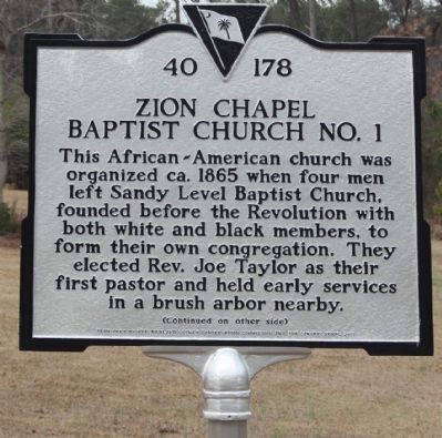 Zion Chapel Baptist Church No. 1 Marker image. Click for full size.