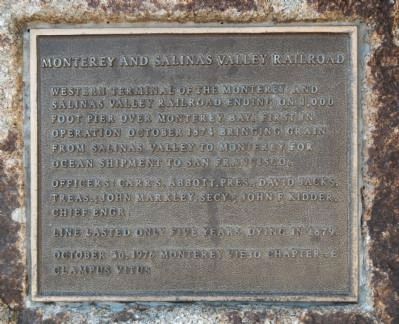 Monterey and Salinas Valley Railroad Marker image. Click for full size.