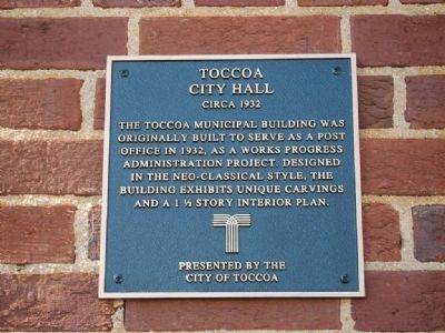 Toccoa City Hall Marker image. Click for full size.