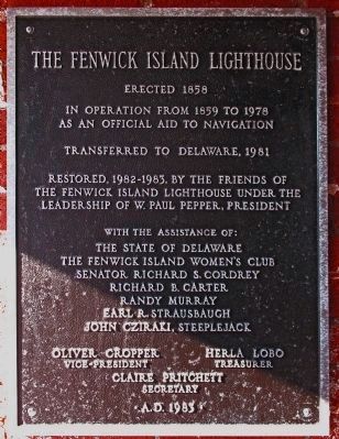 The Fenwick Island Lighthouse Marker. Click for full size. The Fenwick Island Lighthouse Marker image. Click for full size.