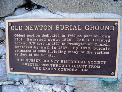 Old Newton Burial Ground Marker. Click for full size. Old Newton Burial Ground Marker image. Click for full size.
