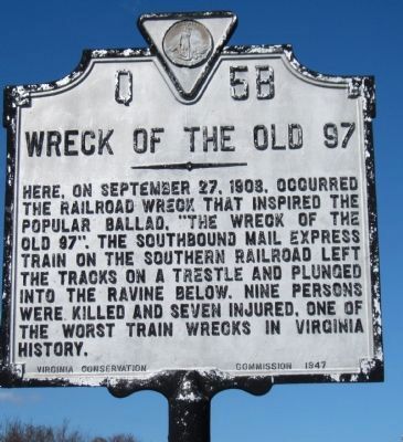 Wreck of the Old 97 Marker image. Click for full size.