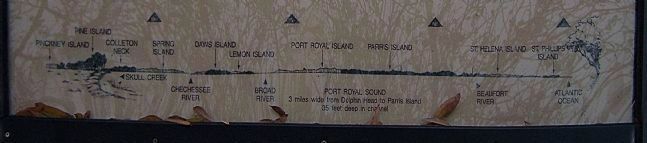 Panoramic sketch Port Royal Sound Northwest to East image. Click for full size.