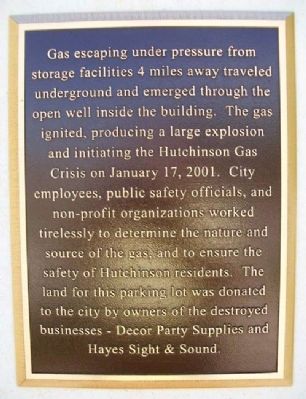 Hutchinson Gas Crisis Marker image. Click for full size.