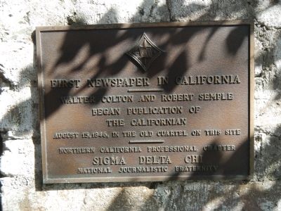 First Newspaper in California Marker image. Click for full size.