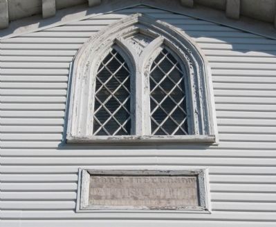 Detail Above Entrance - Window and Dedication Plaque image. Click for full size.