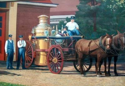 Early Police and Fire Departments Mural Detail image. Click for full size.