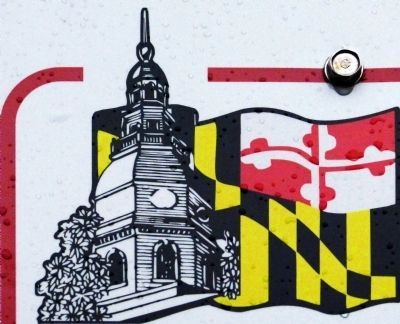 The State House Dome and Maryland Flag image. Click for full size.