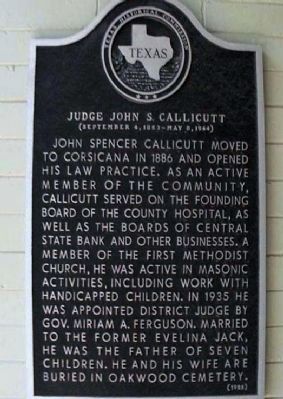 Judge John S. Callicutt Marker image. Click for full size.
