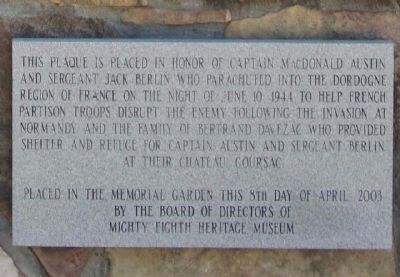 Captain MacDonald Austin and Sargeant Jack Berlin Marker image. Click for full size.