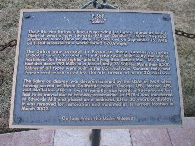 F-86F Marker. Click for full size. F-86F Marker image. Click for full size.