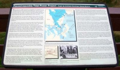 Passamaquoddy Tidal Power Project Marker. Click for full size. Passamaquoddy Tidal Power Project Marker image. Click for full size.