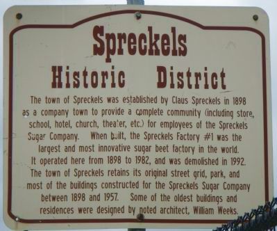 Spreckels Historic District Marker image. Click for full size.