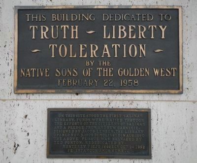 Site of the First Salinas Library Marker. Click for full size. Site of the First Salinas Library Marker image. Click for full size.