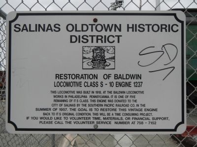 Baldwin Locomotive Class S – 10 Engine 1237 Marker image. Click for full size.