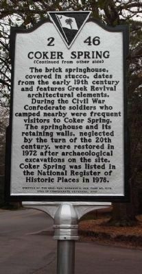 Coker Spring Marker, Reverse side. Click for full size. Coker Spring Marker, Reverse side image. Click for full size.
