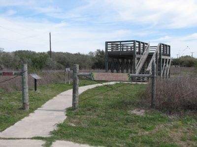 Viewing stand with marker on left and sign on right. Click for full size. Viewing stand with marker on left and sign on right image. Click for full size.