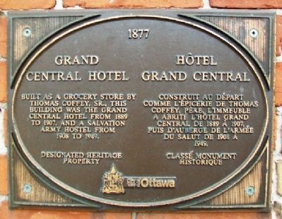 Grand Central Hotel / Hôtel Grand Central Marker. Click for full size. Grand Central Hotel / Hôtel Grand Central Marker image. Click for full size.