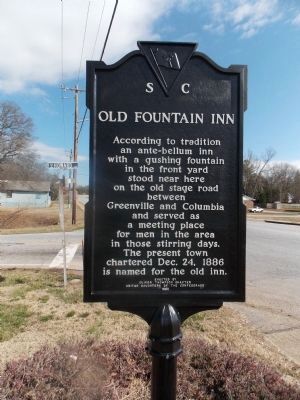 Old Fountain Inn Marker. Click for full size. Old Fountain Inn Marker image. Click for full size.