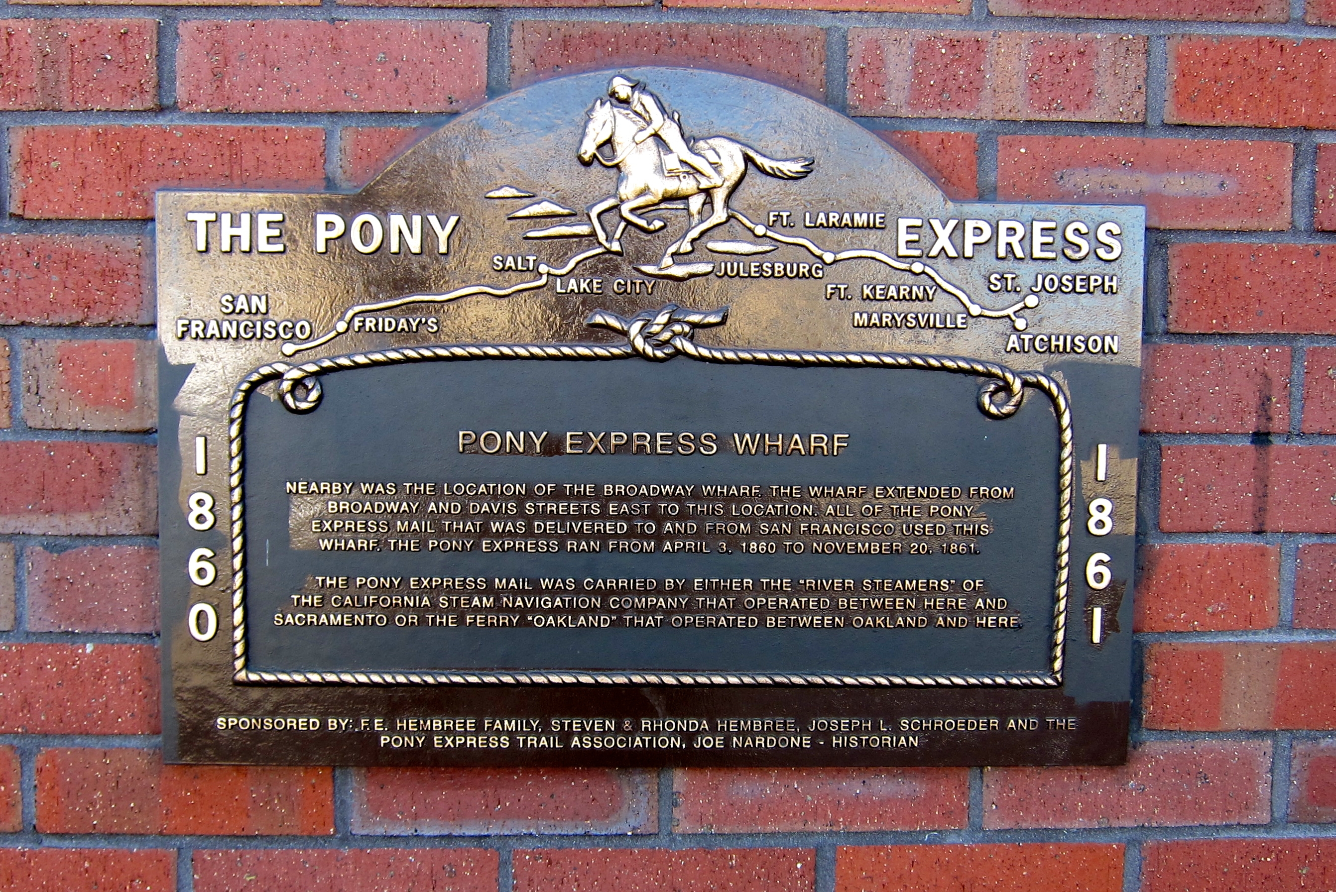 Pony Express Wharf Marker