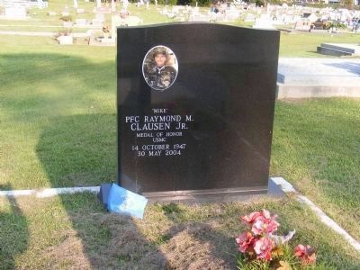 PFC Raymond M Clausen burial site at Ponchatoula Cemetery, Ponchatoula LA. image. Click for full size.