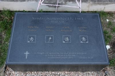 Memorial Marker to the Four Girls Killed in the Bomb Blast. image. Click for full size.