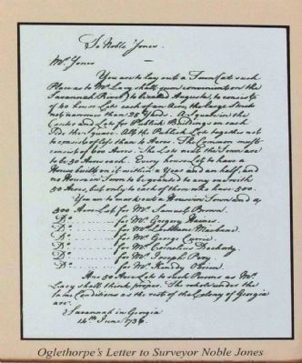 Oglethorpe's letter to Surveyor Noble Jones image. Click for more information.