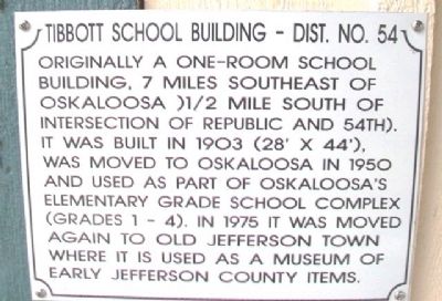 Tibbott School Building - Dist. No. 54 Marker image. Click for full size.