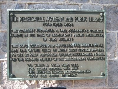 The Riegelsville Academy and Public Library Marker image. Click for full size.