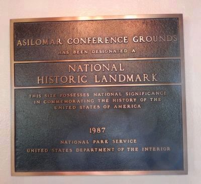 Asilomar National Historic Landmark Plaque image. Click for full size.
