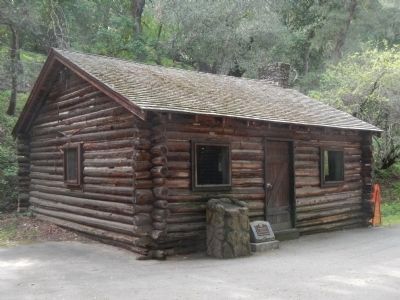 Alum Rock Log Cabin and Markers image. Click for full size.