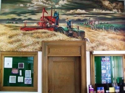 "Men and Wheat" Mural in Seneca Post Office Lobby image. Click for full size.