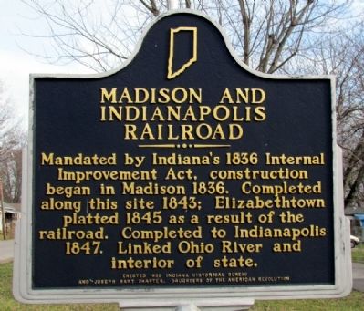Madison and Indianapolis Railroad Marker. Click for full size. Madison and Indianapolis Railroad Marker image. Click for full size.