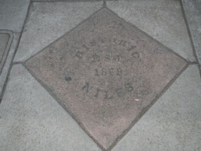 "Historic Niles, Est. 1869" in the sidewalk image. Click for full size.