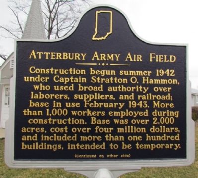 Atterbury Army Air Field Marker (Front) image. Click for full size.