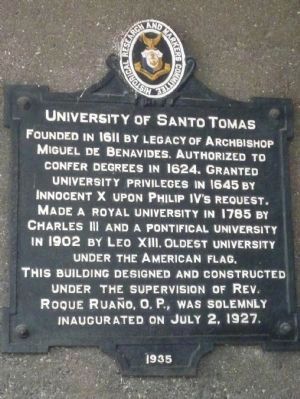 University of Santo Tomas Marker <i>Panel 1</i> image. Click for full size.