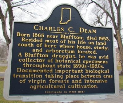 Charles C. Deam Marker (Front) image. Click for full size.