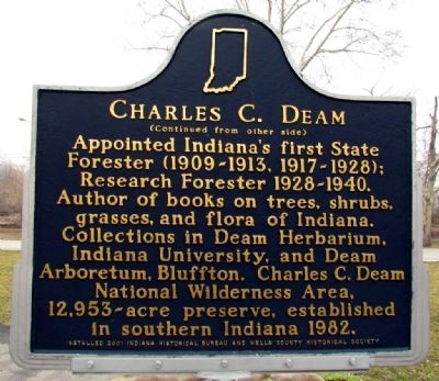 Charles C. Deam Marker (Back) image. Click for full size.
