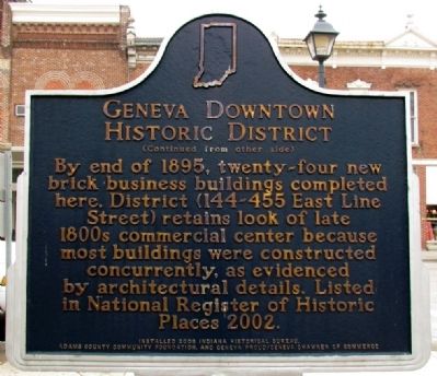 Geneva Downtown Historic District Marker Reverse image. Click for full size.
