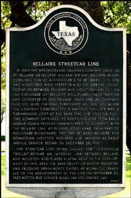 Bellaire Streetcar Line Marker image. Click for full size.