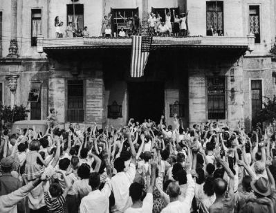Liberation of the internment camp at the University of Santo Tomas in 1945 image. Click for full size.