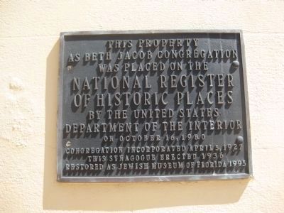 Congregation Beth Jacob NRHP Plaque. Click for full size. Congregation Beth Jacob NRHP Plaque image. Click for full size.