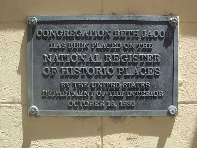 Congregation Beth Jacob NRHP Plaque image. Click for full size.