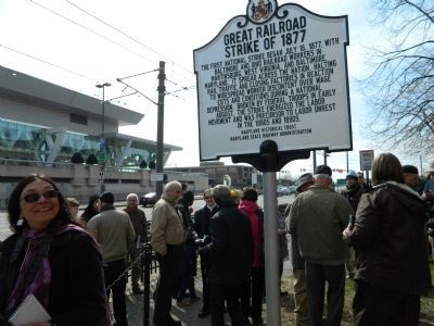Crowd at marker dedication March 23, 2013 image. Click for full size.