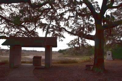 Markers at the Blood Marsh Unit of the Fort Fredericka National Monument image. Click for full size.