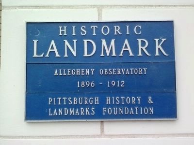 Allegheny Observatory Historic Landmark plaque image. Click for full size.